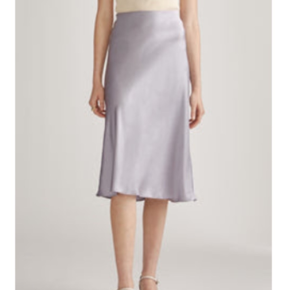 Quince Lilac Satin Midi Skirt